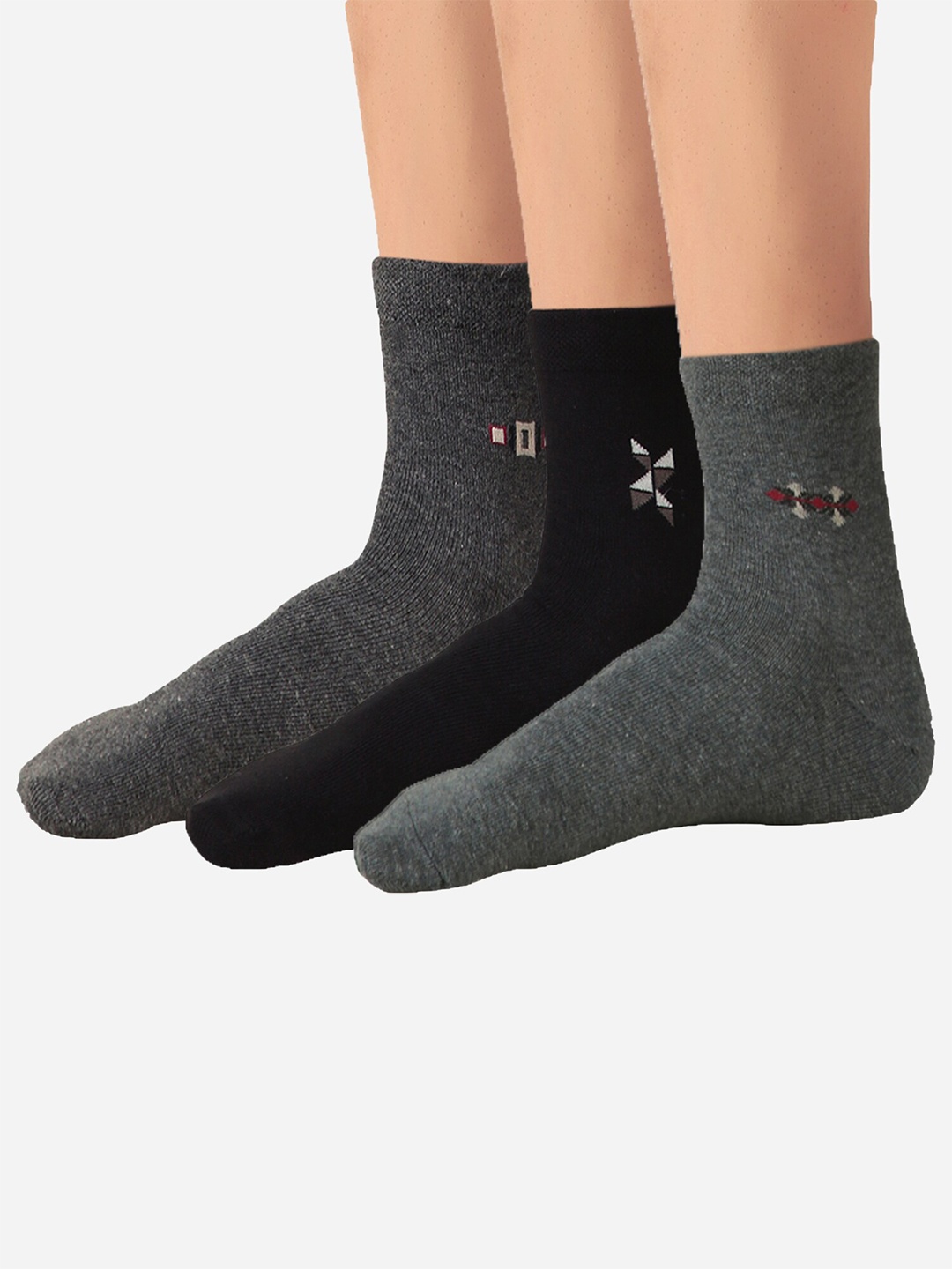 

Bodycare Men Pack Of 3 Assorted Anti Bacterial Cotton Calf-Length Socks