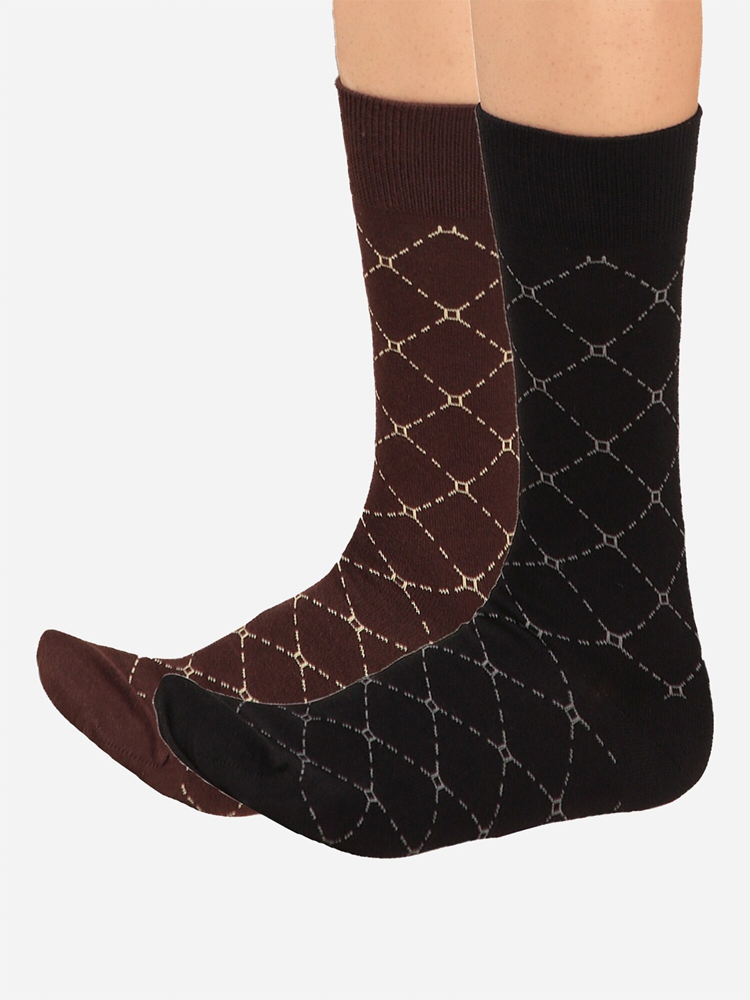 

Bodycare Men Pack Of 2 Patterned Anti Bacterial Calf Length Socks, Black