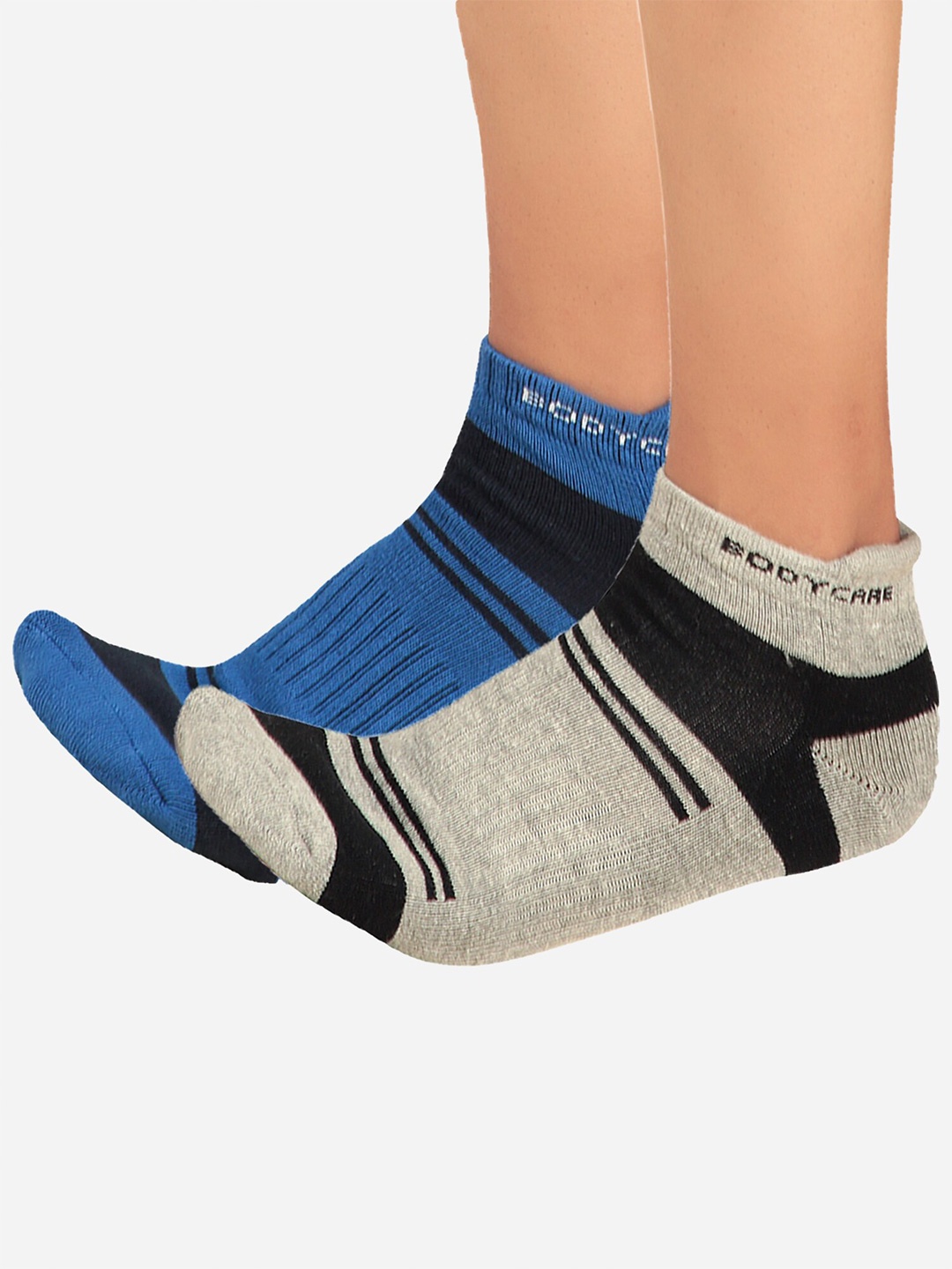 

Bodycare Men Pack Of 2 Patterned Anti Bacterial Ankle Length Socks, Blue