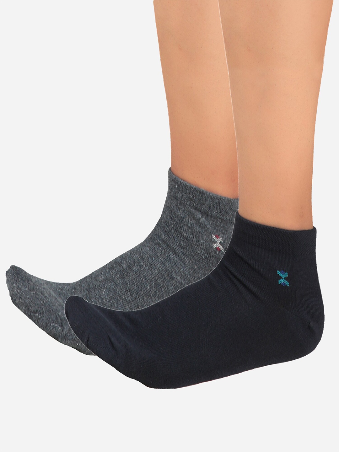 

Bodycare Pack Of 2 Anti Bacterial Cotton Ankle Length Socks, Navy blue
