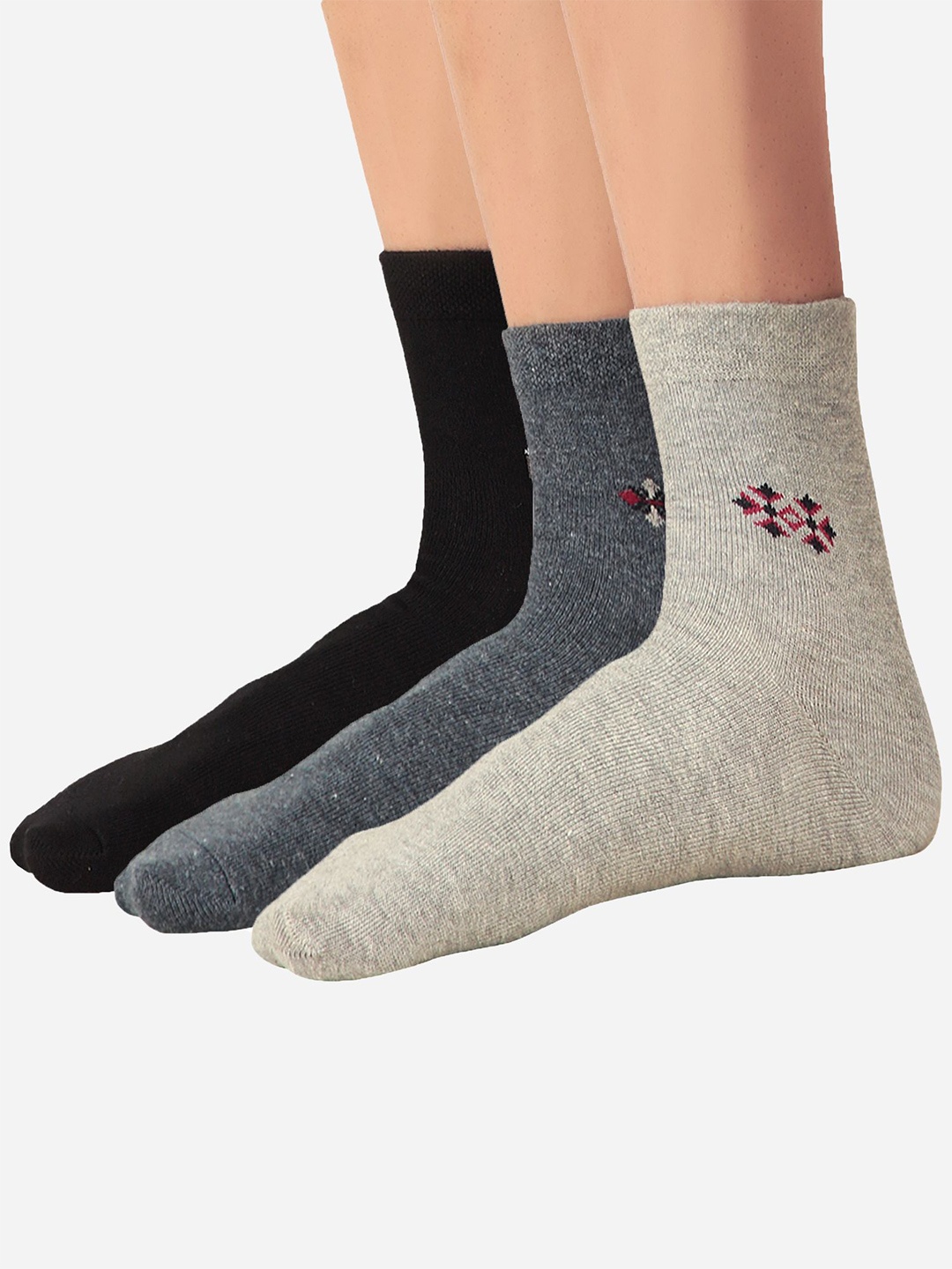 

Bodycare Men Pack Of 3 Assorted Anti Bacterial Cotton Calf-Length Socks