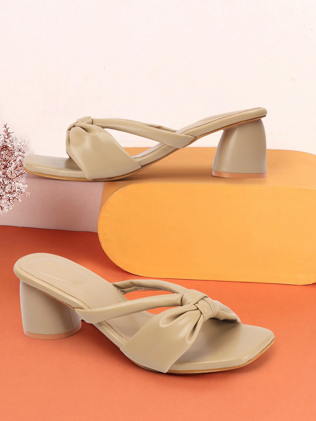 

Picktoes Open Toe Block Heels, Cream