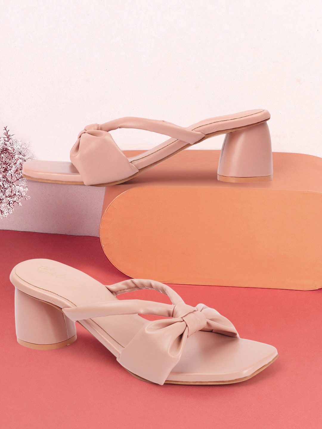 

Picktoes Open Toe Block Heels, Pink