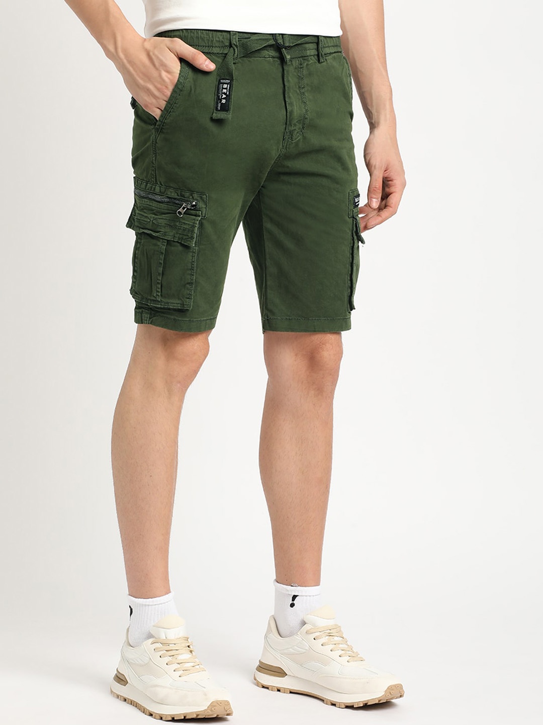 

THE BEAR HOUSE Men Cargo Lycra Shorts, Olive