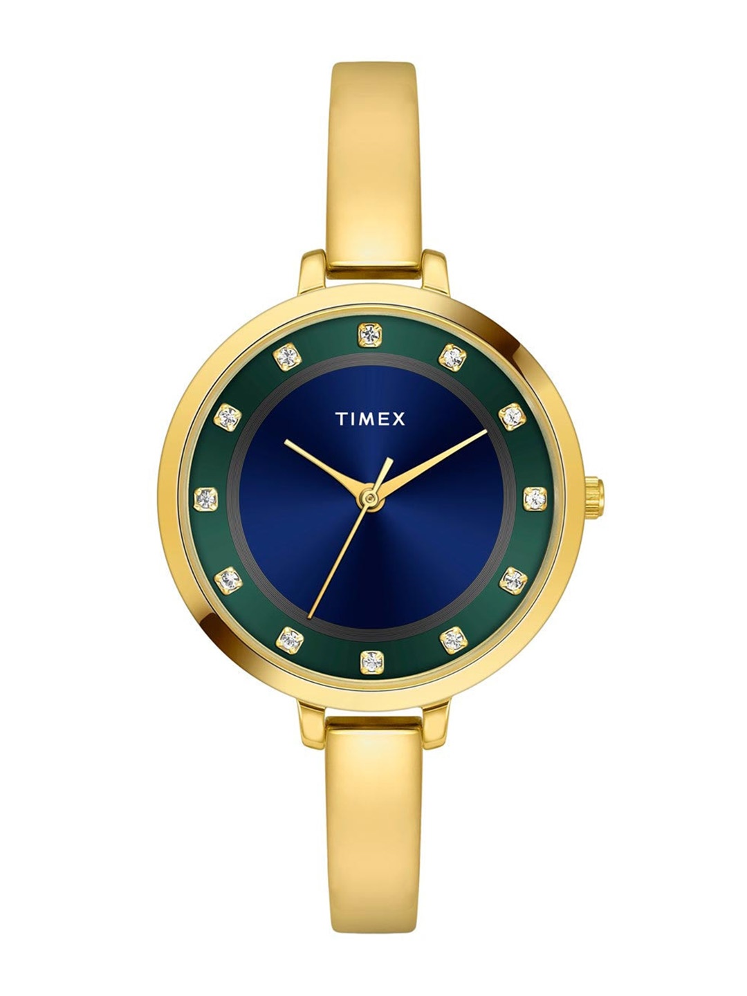 

Timex Women Brass Embellished Dial & Bracelet Style Straps Analogue Watch TWEL12827-EX, Blue