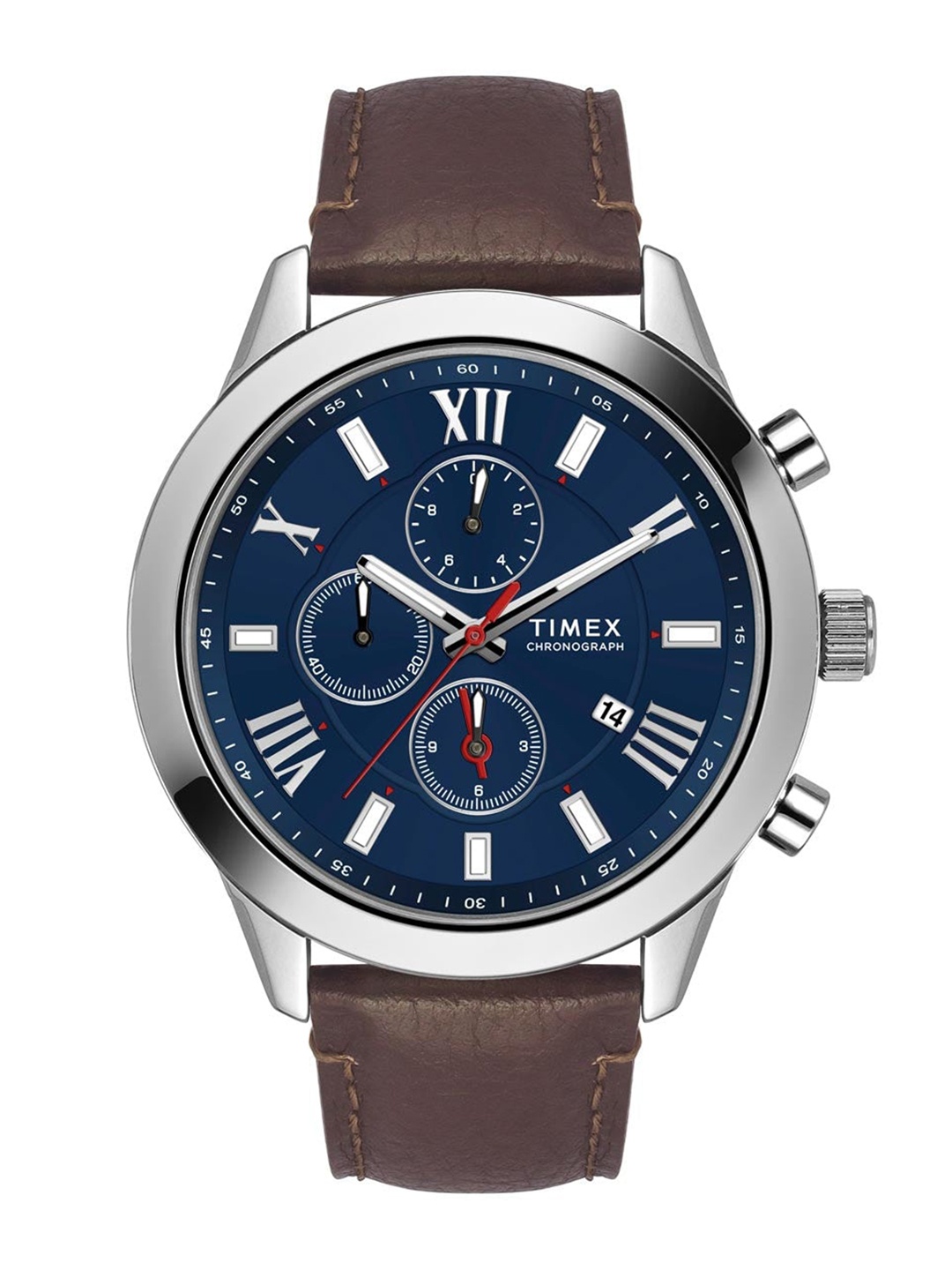 

Timex Men Brass Dial & Leather Straps Analogue Chronograph Watch TWEG18511-EX, Blue