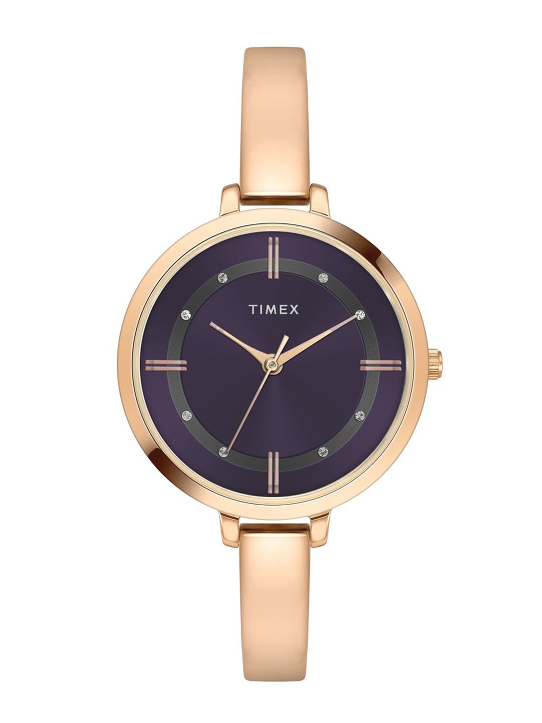 

Timex Women Brass Embellished Dial & Bracelet Style Straps Analogue Watch TWEL12824-EX, Purple