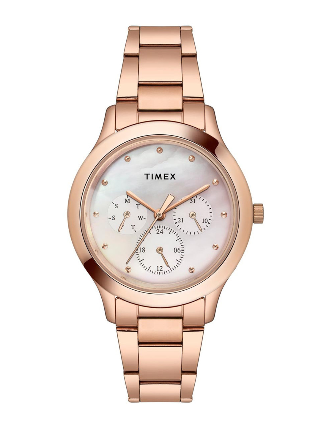

Timex Women Brass Embellished Dial Analogue Multi Function Watch TW000Q817-EX, Silver