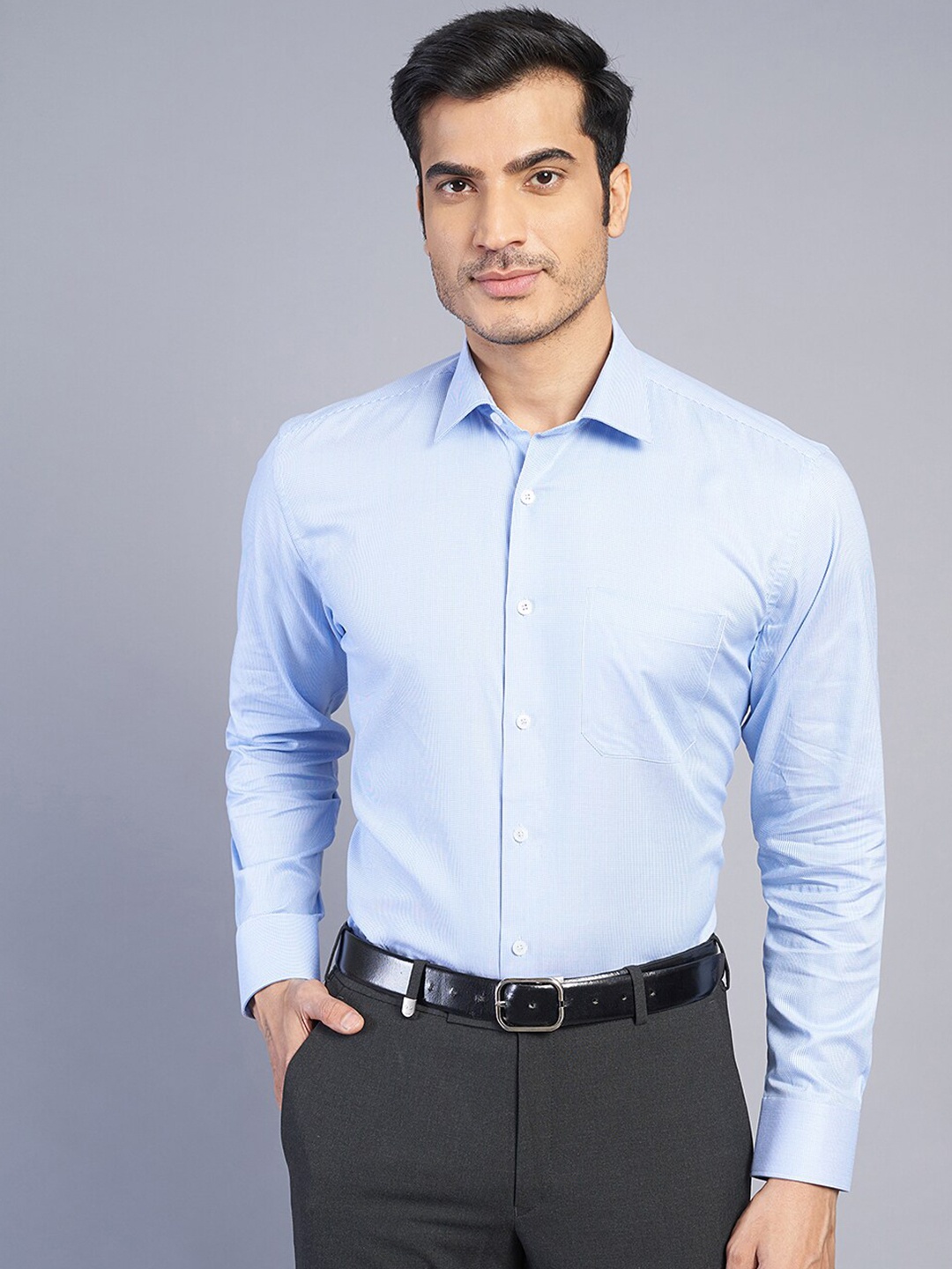 

JADE BLUE Solid Cotton Formal Shirt