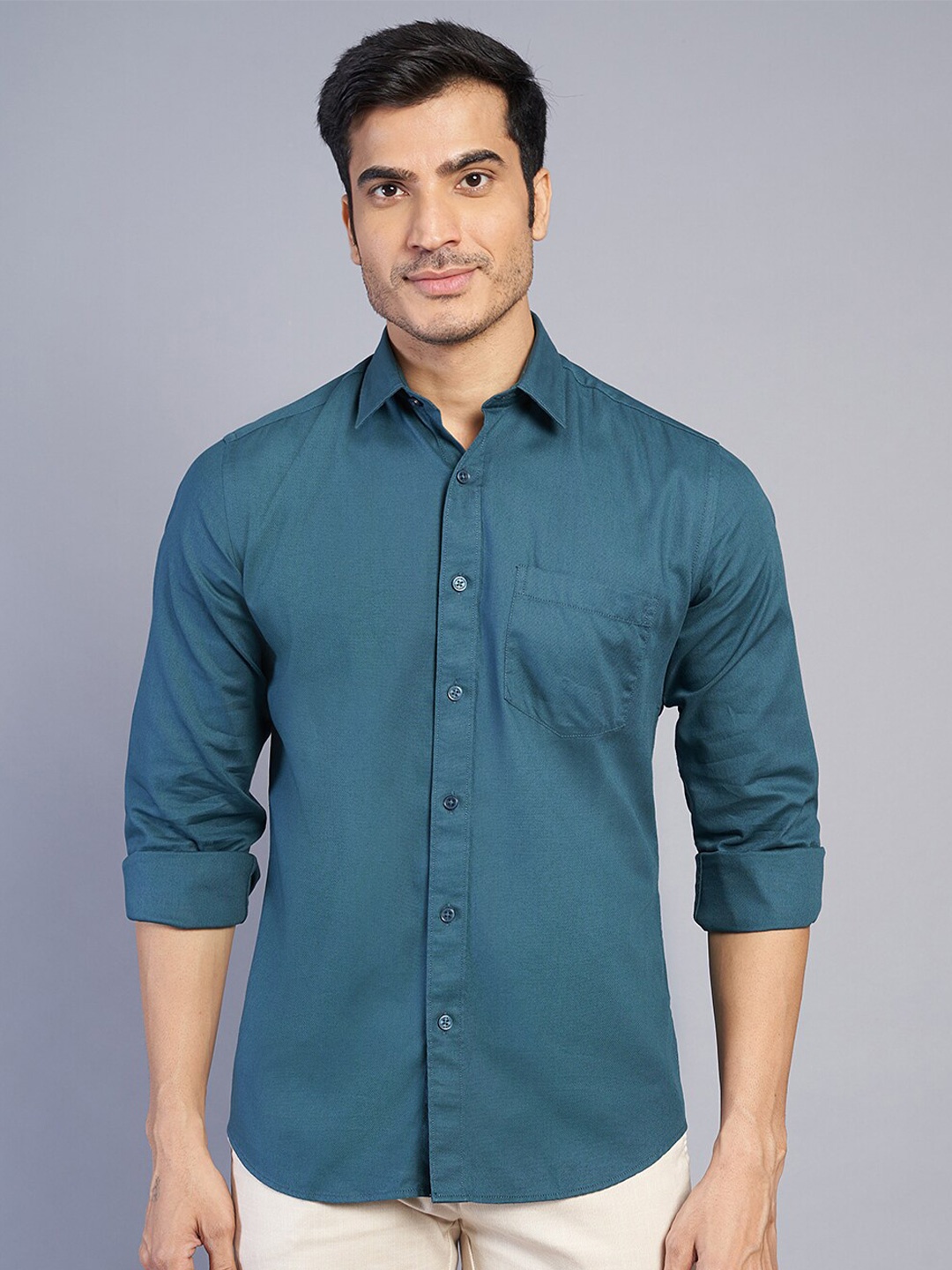 

JADE BLUE Slim Fit Opaque Cotton Casual Shirt