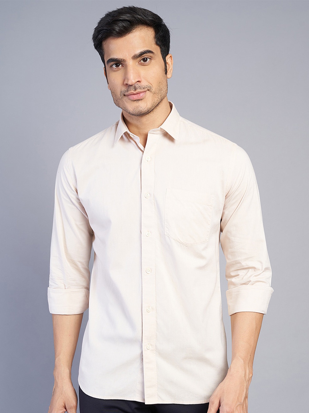 

JADE BLUE Slim Fit Cotton Casual Shirt, Beige