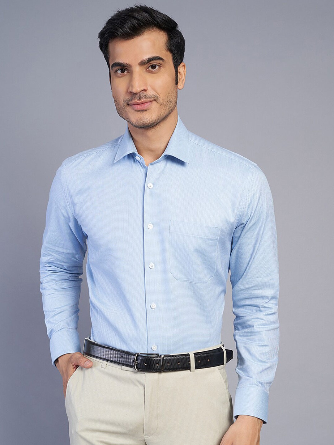 

JADE BLUE Textured Cotton Formal Shirt