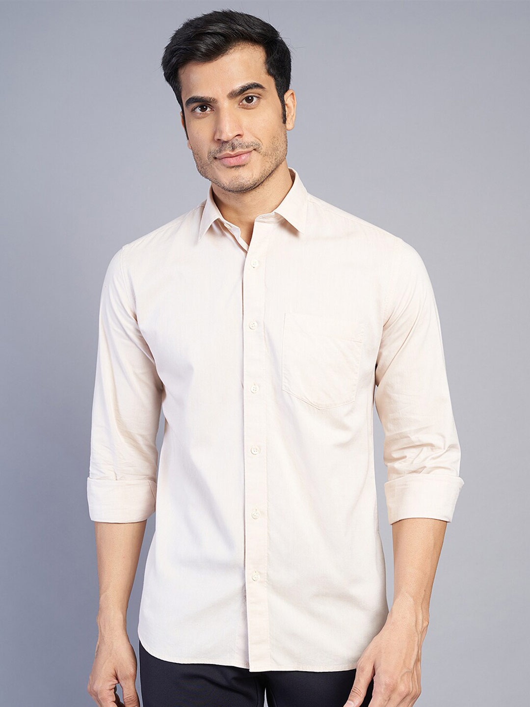 

JADE BLUE Slim Fit Cotton Casual Shirt, Beige