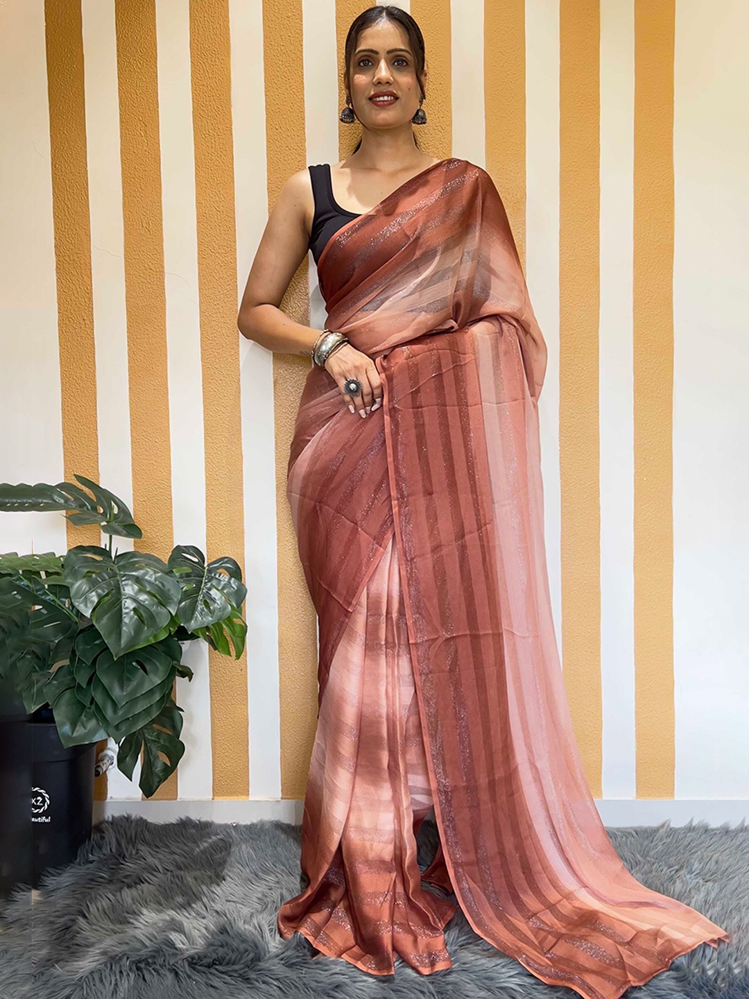 

Mitera Ombre Dyed Saree, Brown