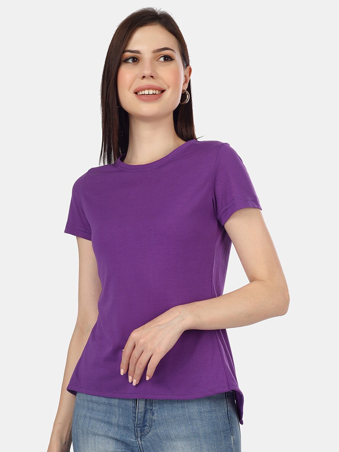

Dressberry Basics Purple Round Neck Pure Cotton T-Shirt