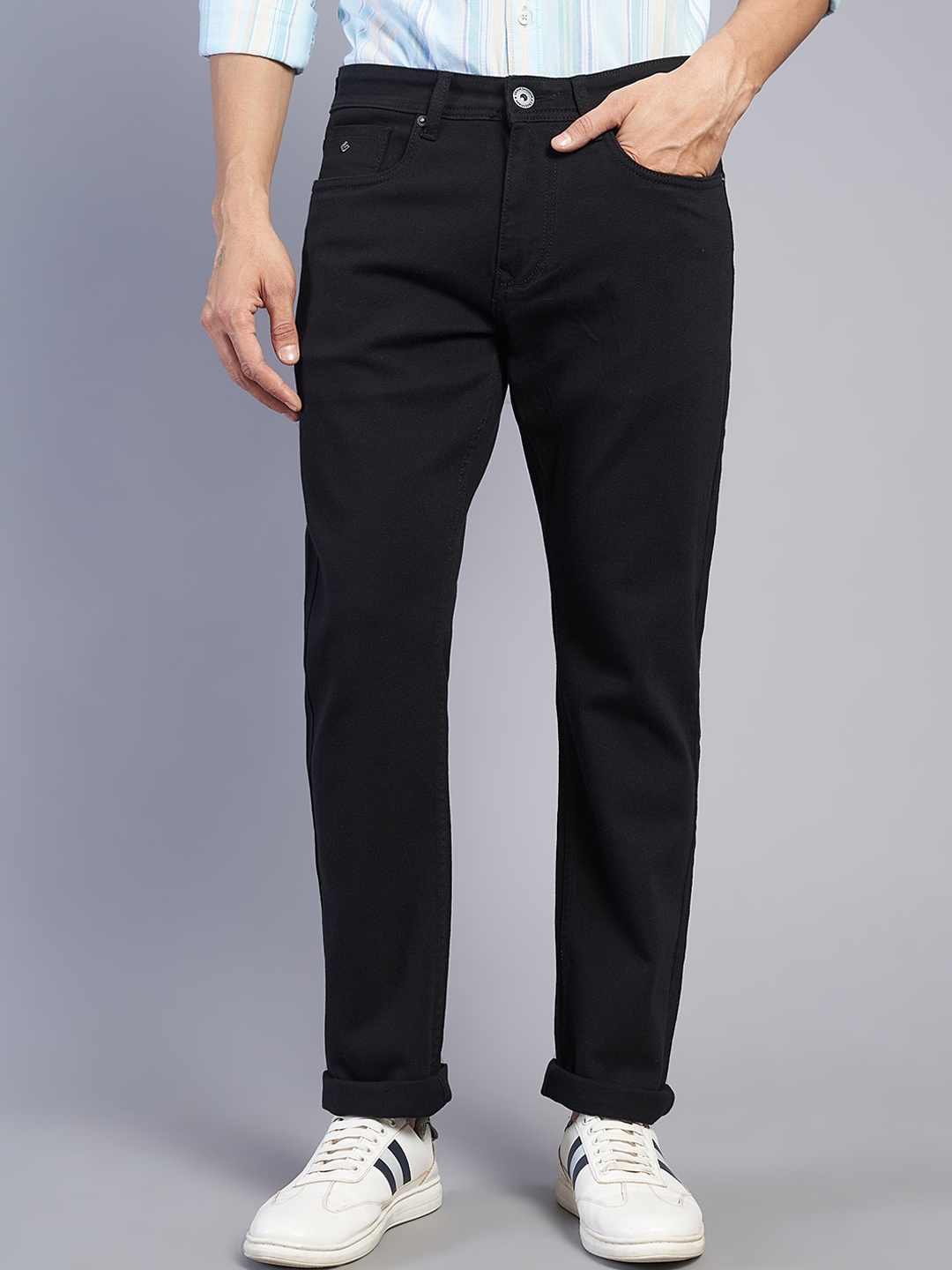 

Greenfibre Men Straight Fit Clean Look Stretchable Jeans, Black