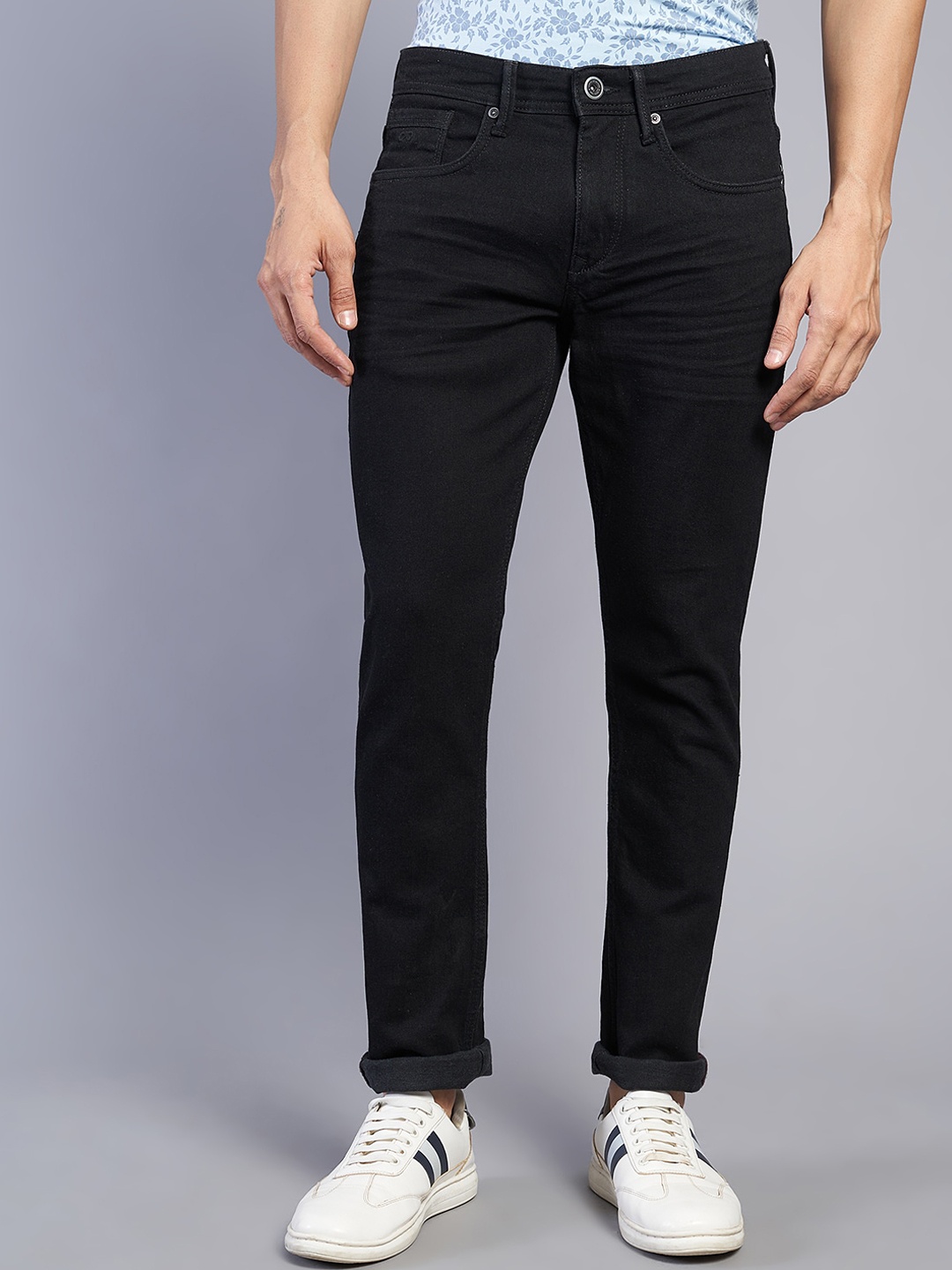 

JADE BLUE Men Slim Fit Mid Rise Clean Look Cotton Jeans, Black