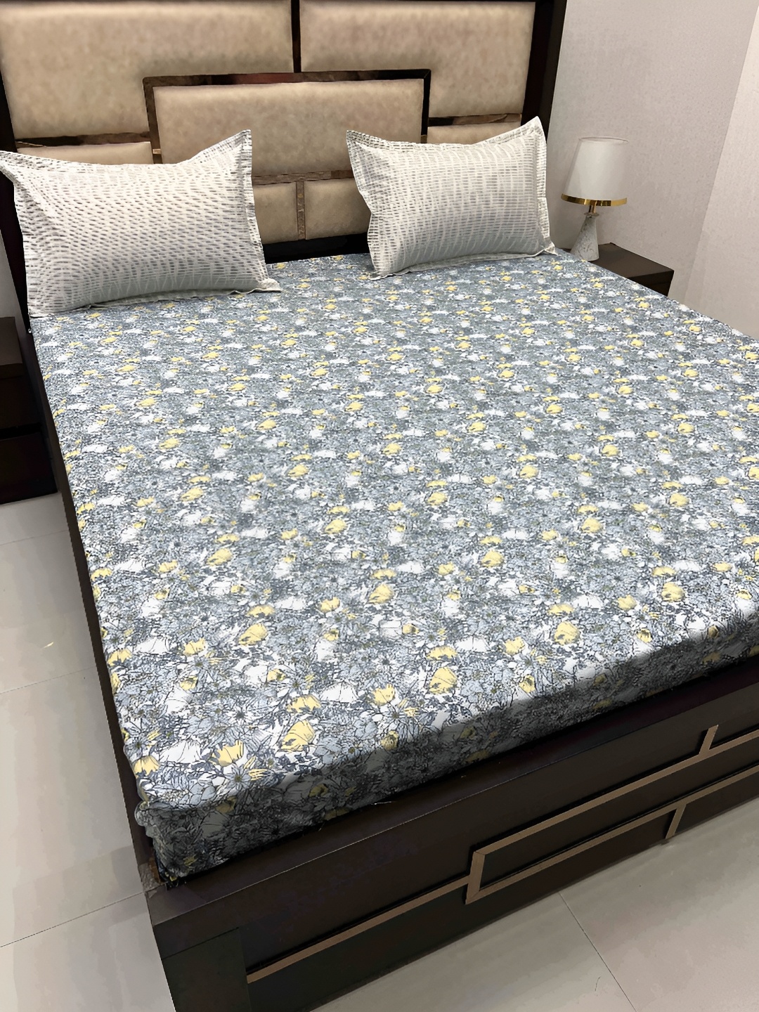 

Pure Decor Cotton King Size Double Bed Bedsheet With 2 Pillow Covers 2.74m X 2.74m, Grey