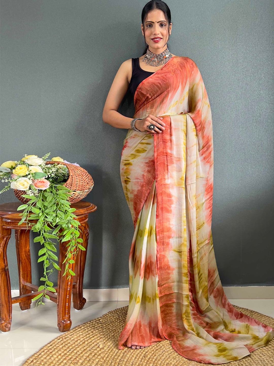 

Mitera Dyed Ready To Wear Saree, Orange