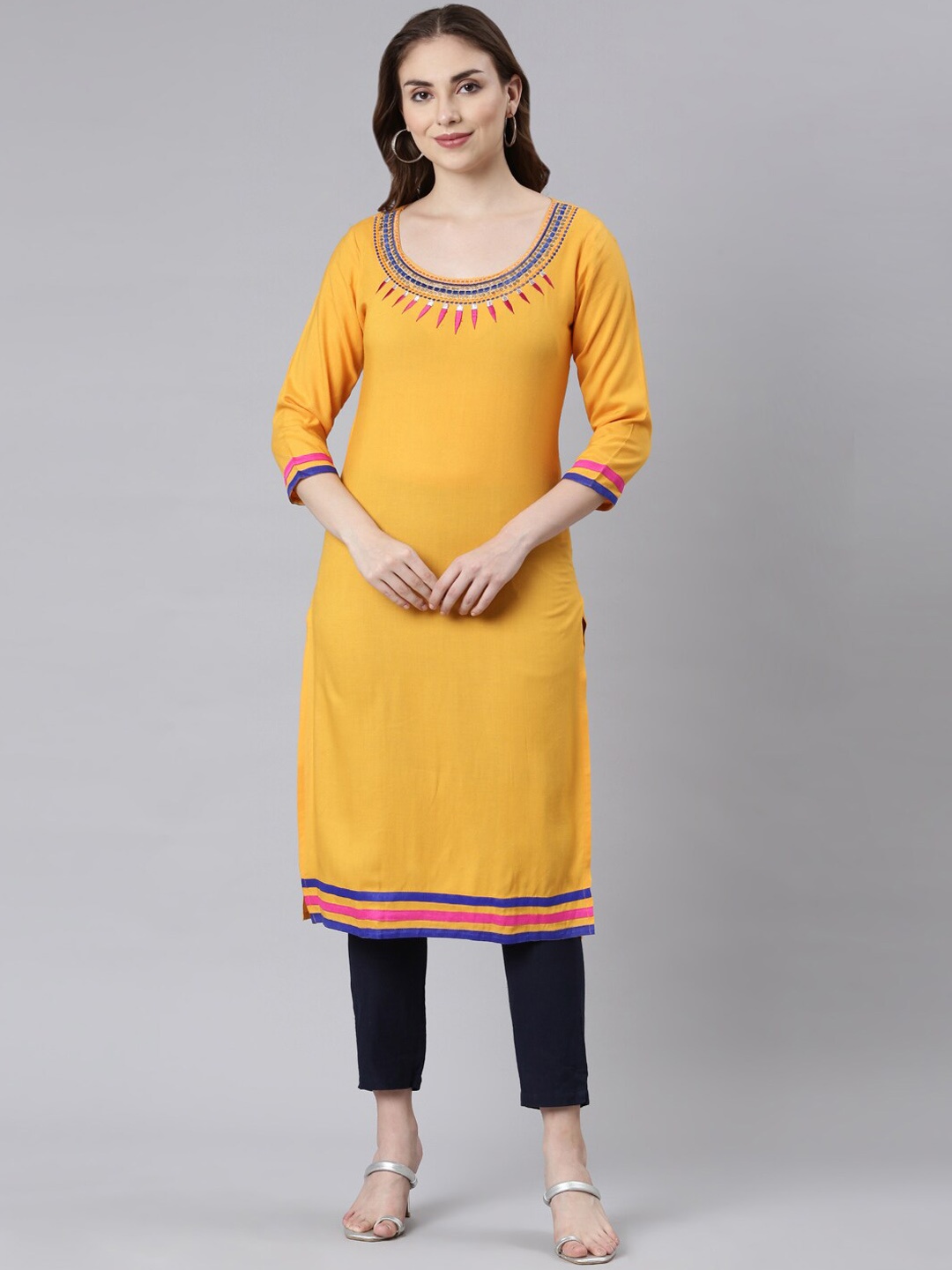 

Souchii Thread Work Grandeur & Majestic Straight Kurta, Mustard