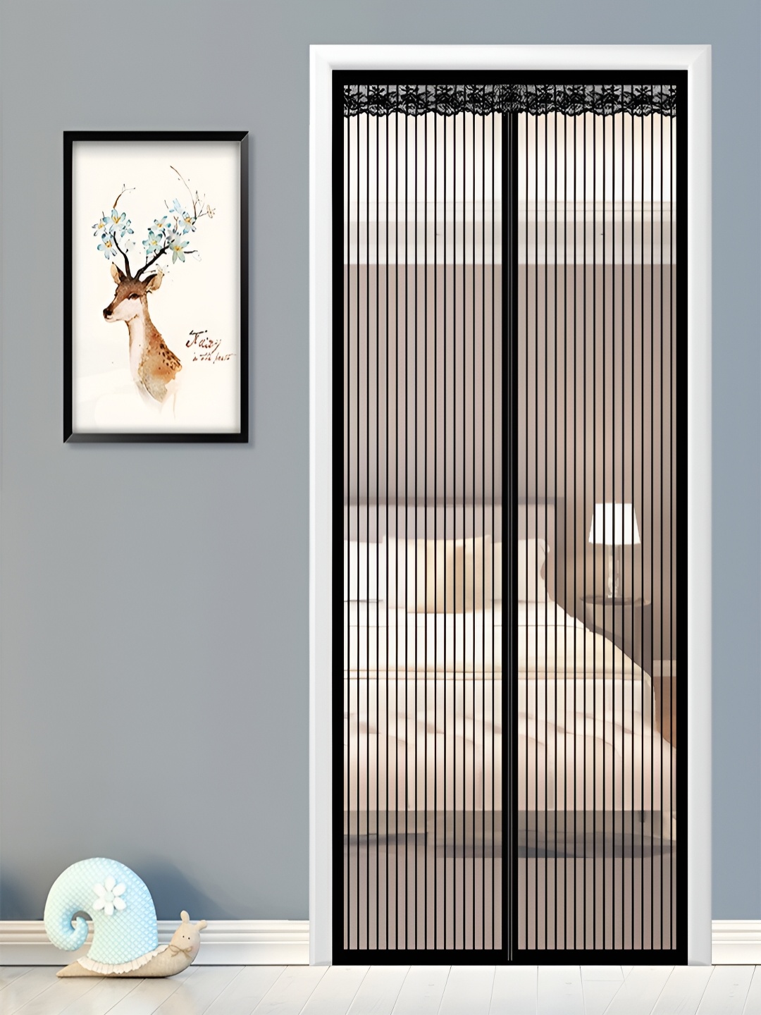 

Kuber Industries Magnetic Door Mosquito Net, Black
