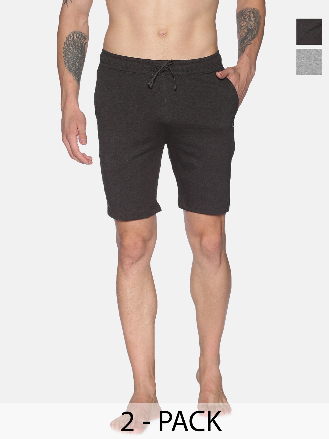 

Dollar Men Pack Of 2 Lounge Shorts, Grey