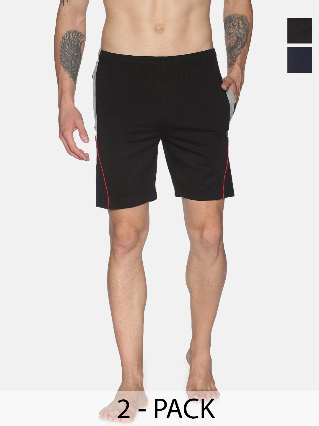 

Dollar Men Pack Of 2 Lounge Shorts, Navy blue