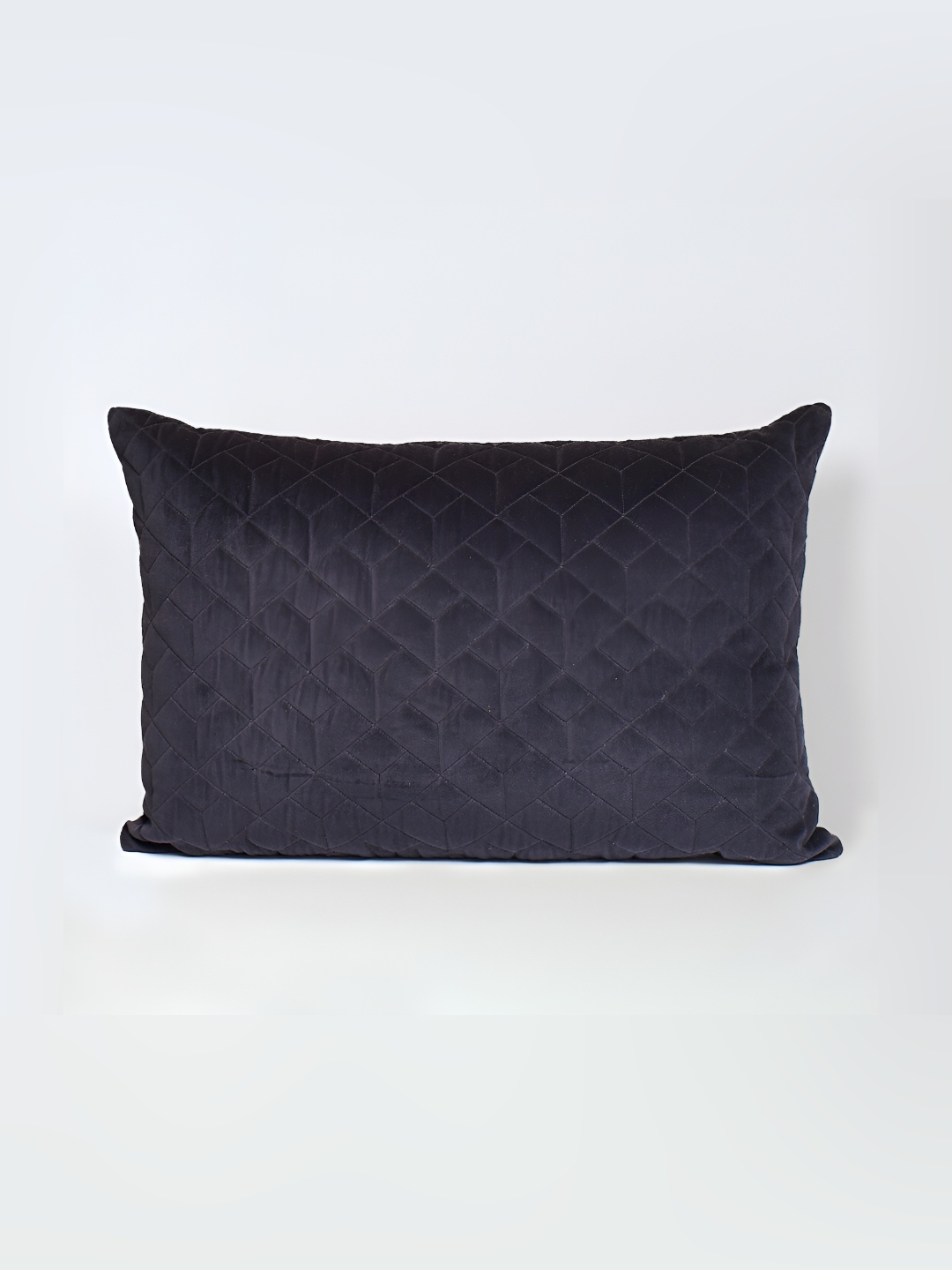 

House of Harkaari Black Geometric Velvet Square Cushion Cover