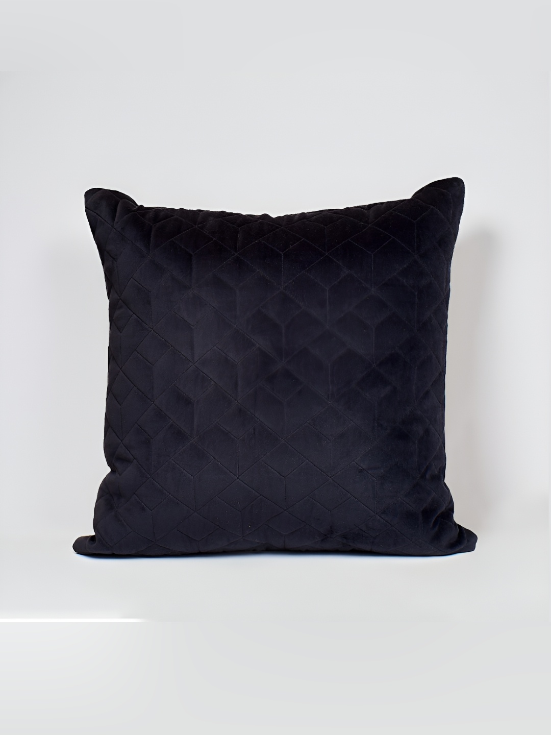 

House of Harkaari Black Checked Velvet Square Cushion Covers