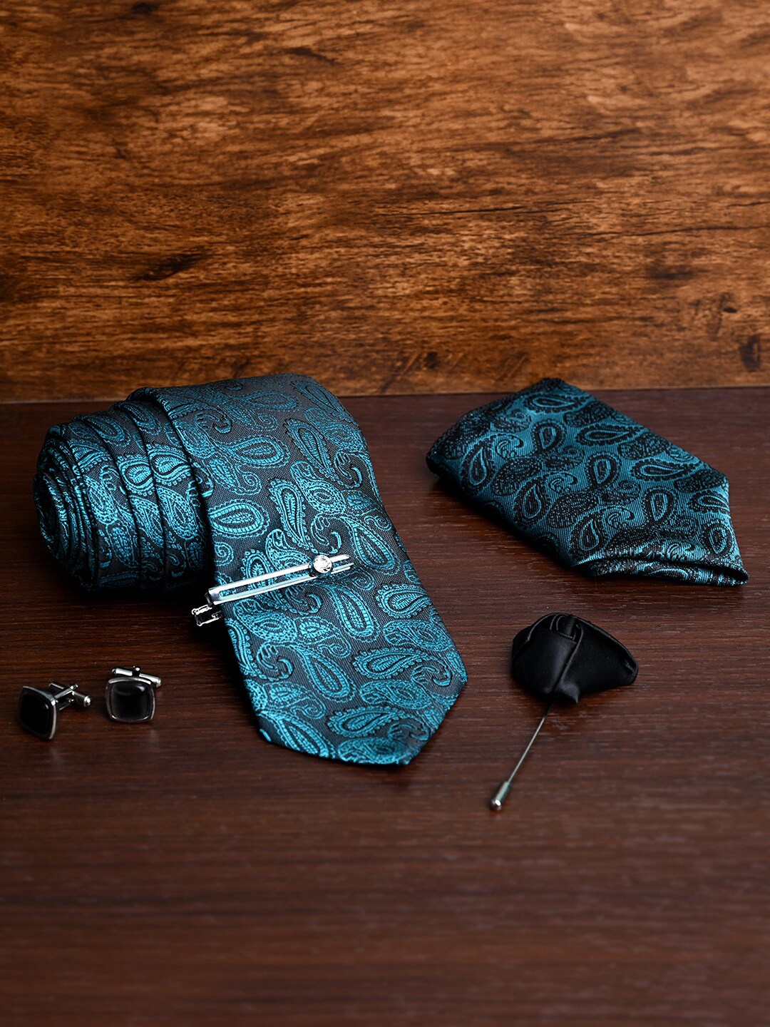 

LOUIS STITCH Men Italian Silk Necktie Accessory Gift Set, Green