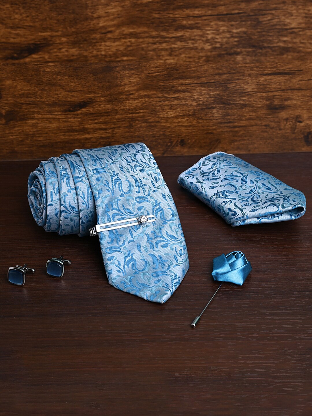 

LOUIS STITCH Men Silk Printed Neck Tie Accessory Gift Set, Blue