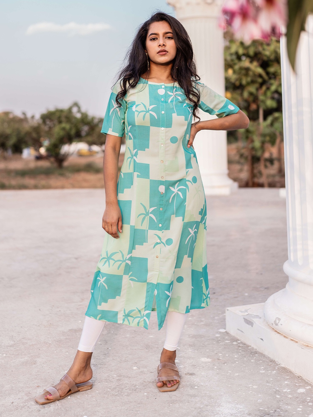 

HAY Floral Print Liva A-Line Maxi Dress, Sea green