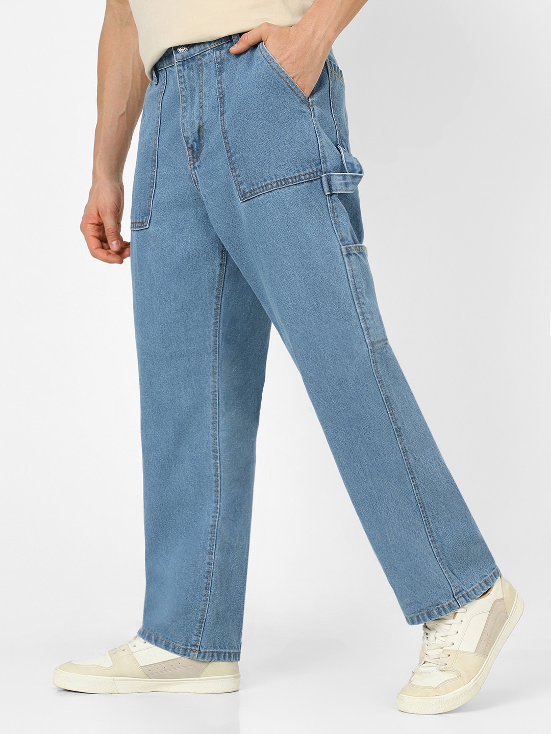 

Urbano Fashion Men Loose Fit Carpenter Cargo Jeans, Blue