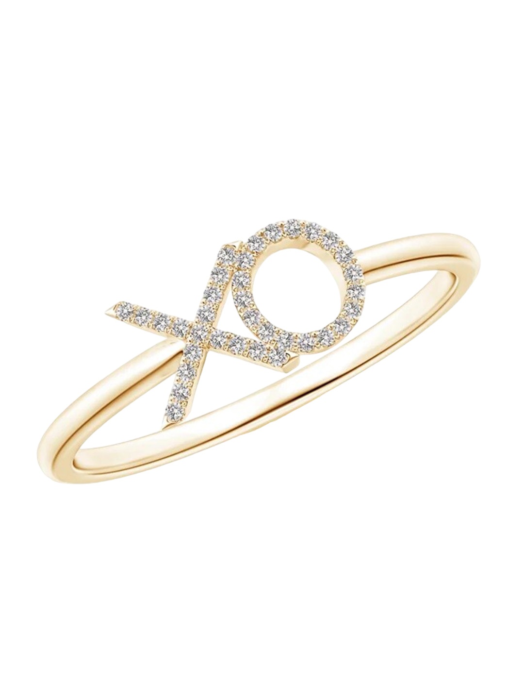 

Angara 14KT Yellow Gold Pave-Set Natural Diamond XO Ring