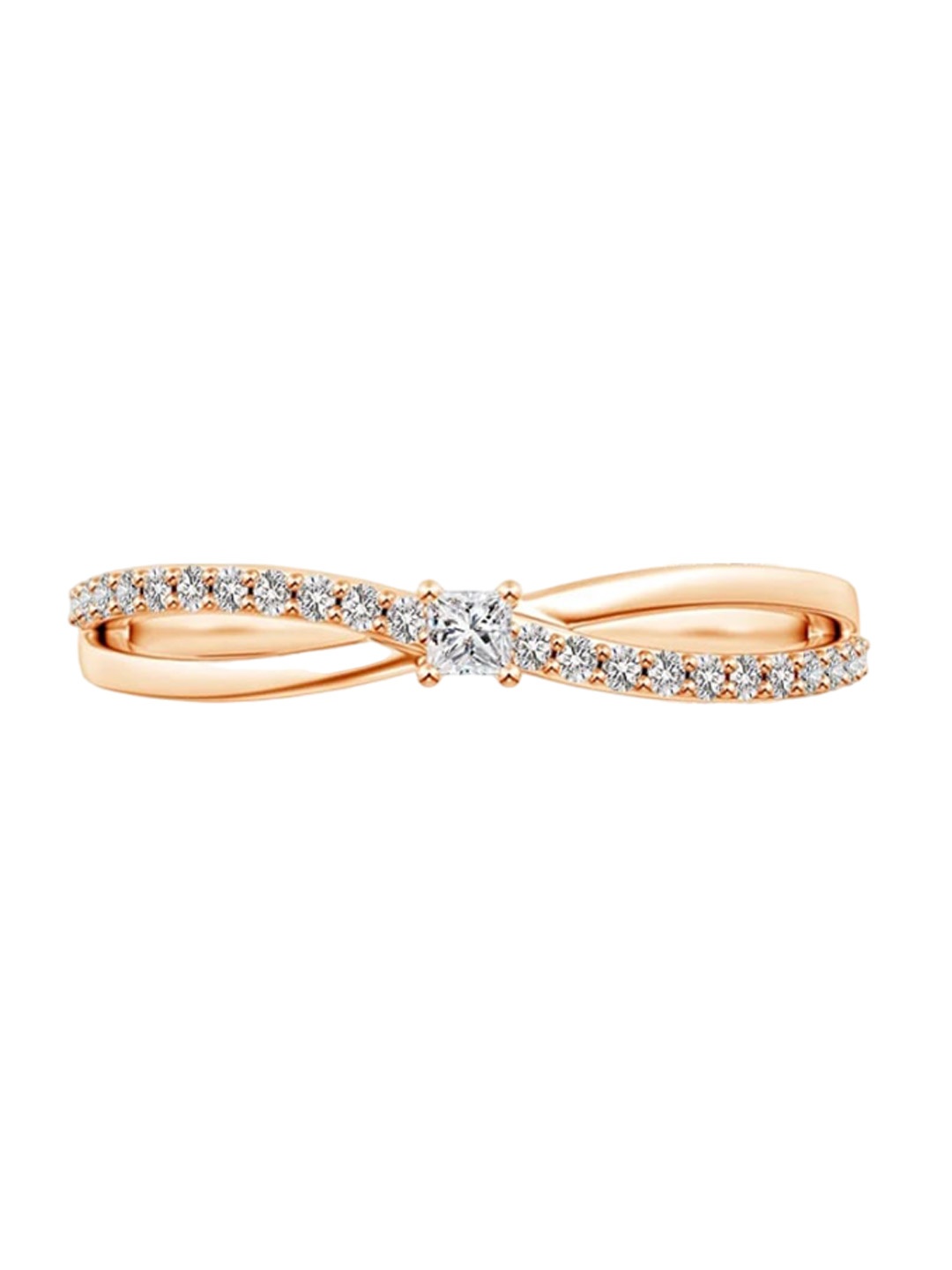 

Angara 14KT Rose Gold Prong Set Princess-Cut Natural Diamond Split Shank Promise Ring