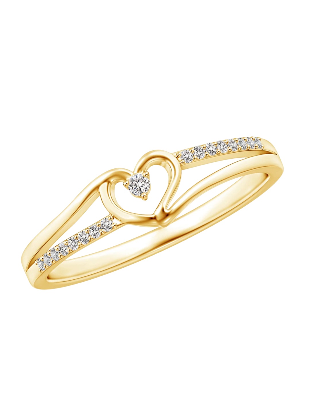 

Angara 14KT Yellow Gold Round Natural Diamond Split Shank Heart Promise Ring