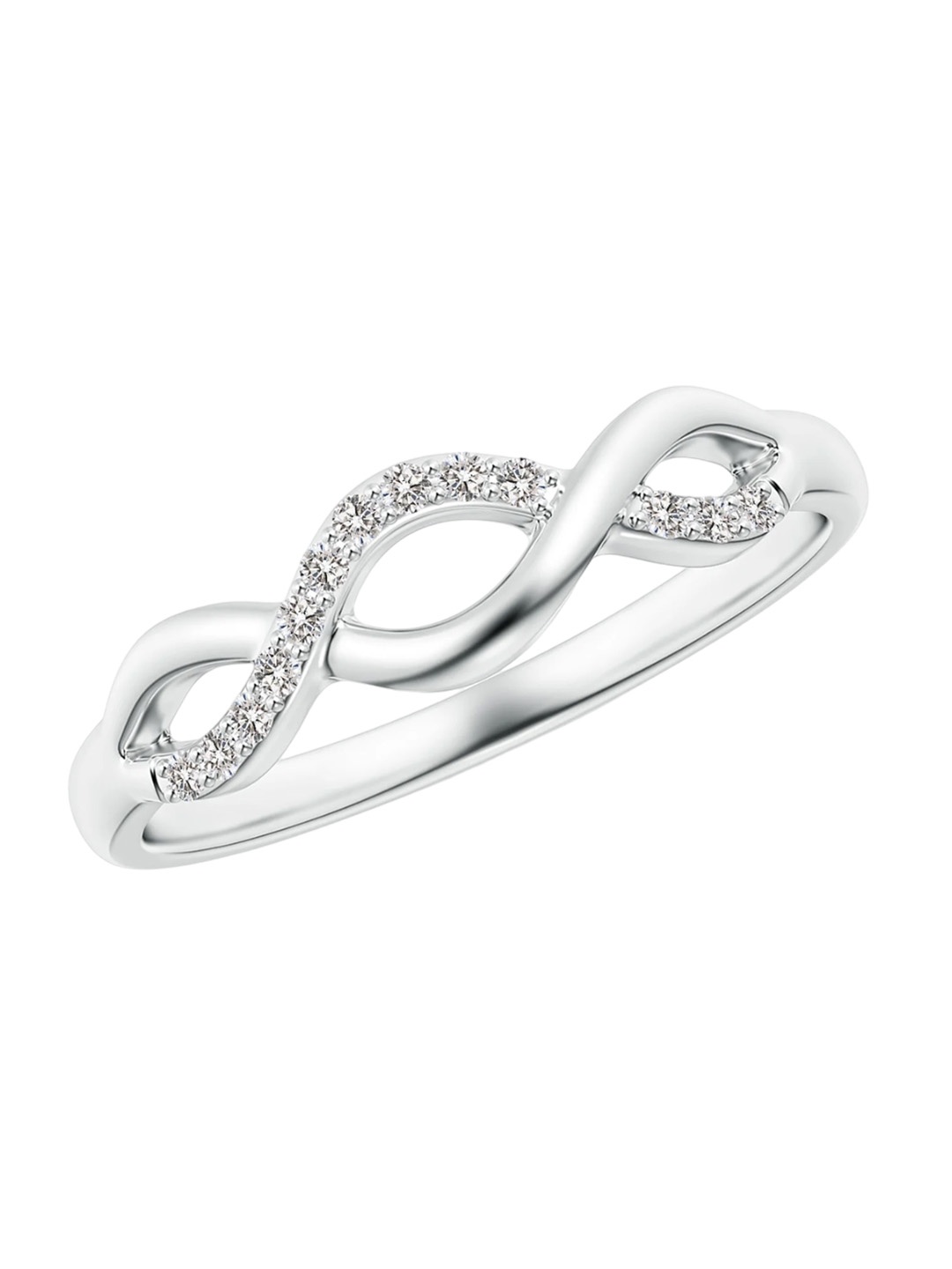 

Angara 14KT White Gold Single Sided Natural Diamond Criss-Cross Infinity Ring