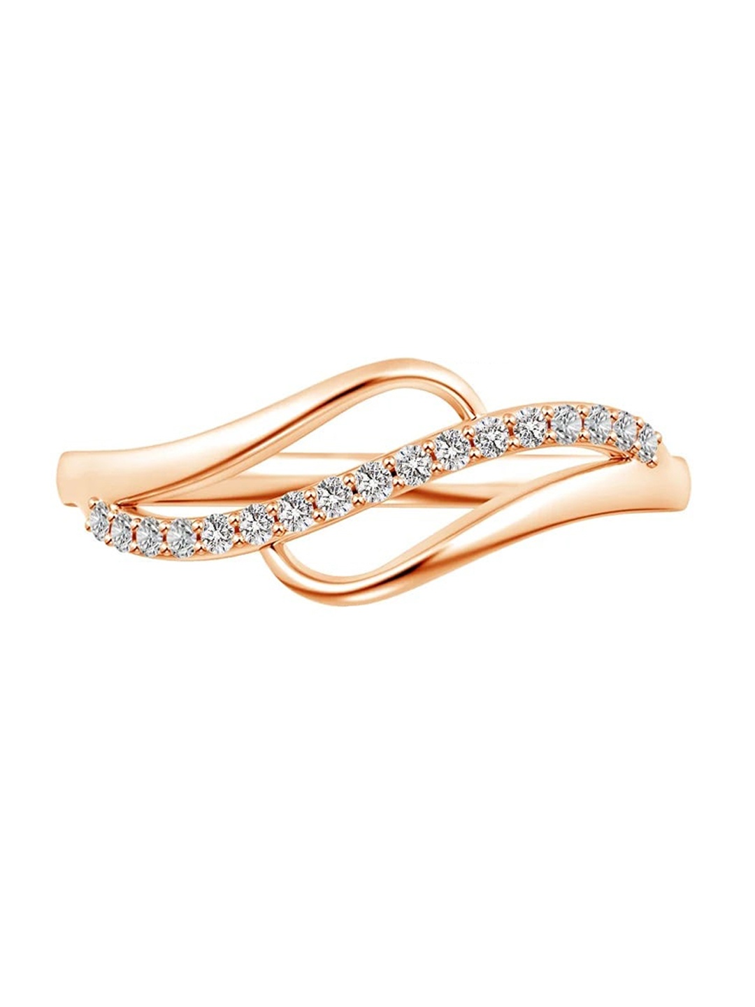 

Angara 18KT Rose Gold Natural Diamond Swirl Bypass Ring