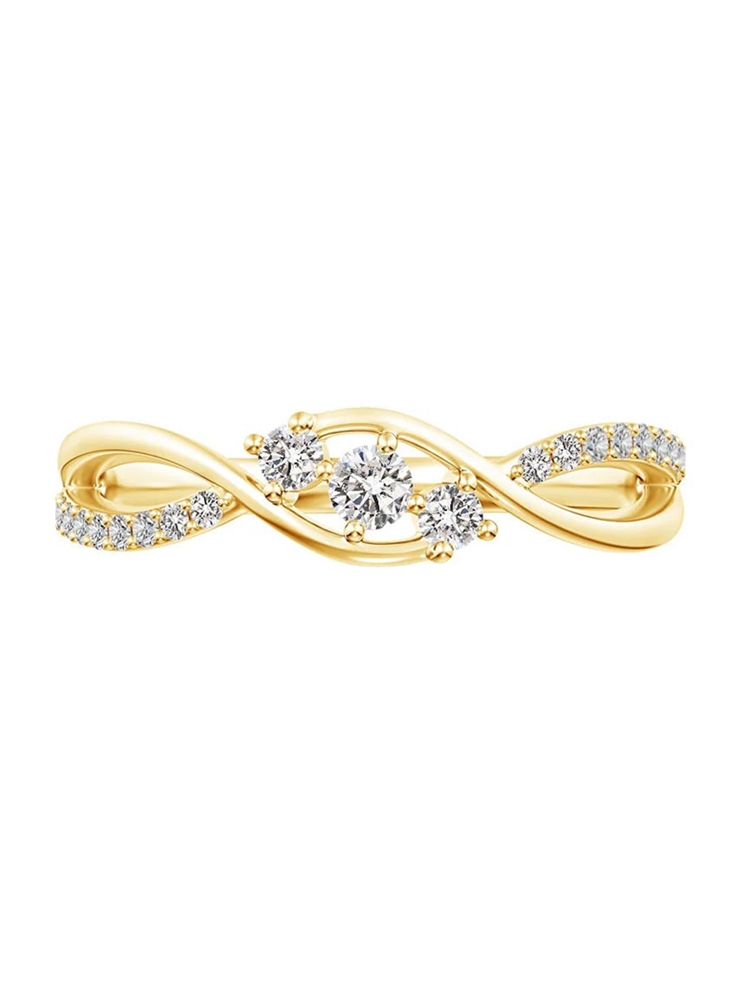 

Angara 18KT Yellow Gold Natural Diamond Infinity Twist Three Stone Bypass Ring