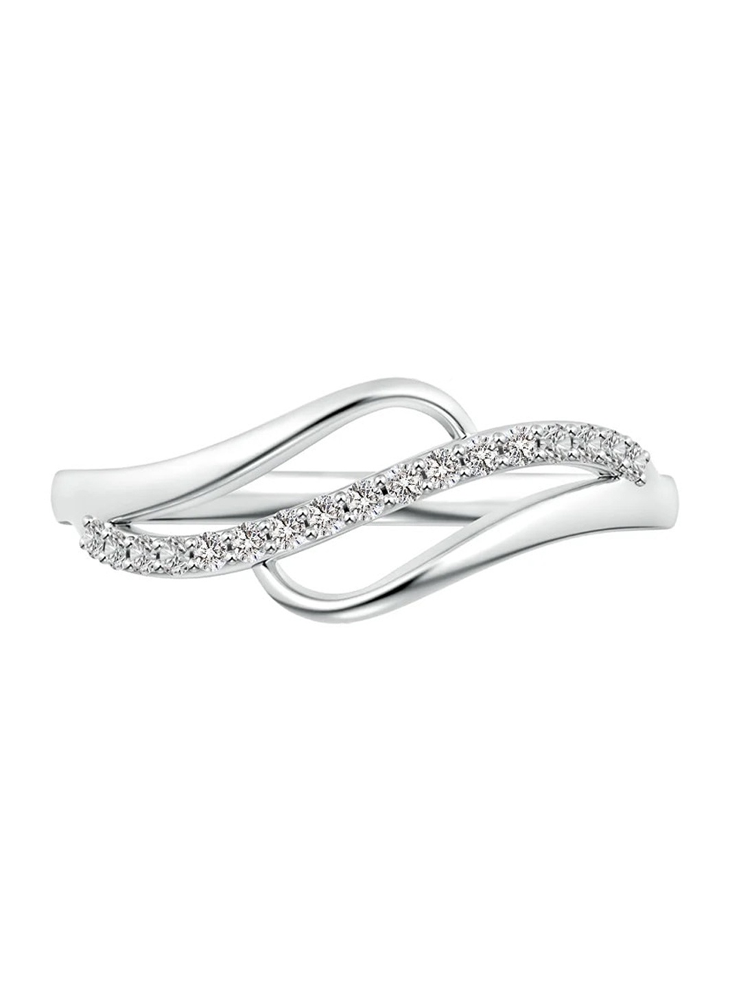 

Angara 14KT White Gold Natural Diamond Swirl Bypass Ring