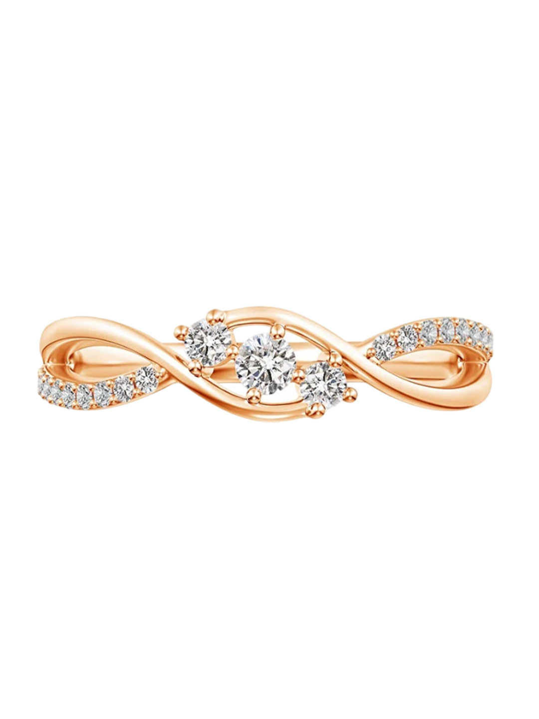 

Angara 14KT Rose Gold Natural Diamond Infinity Twist Three Stone Bypass Ring