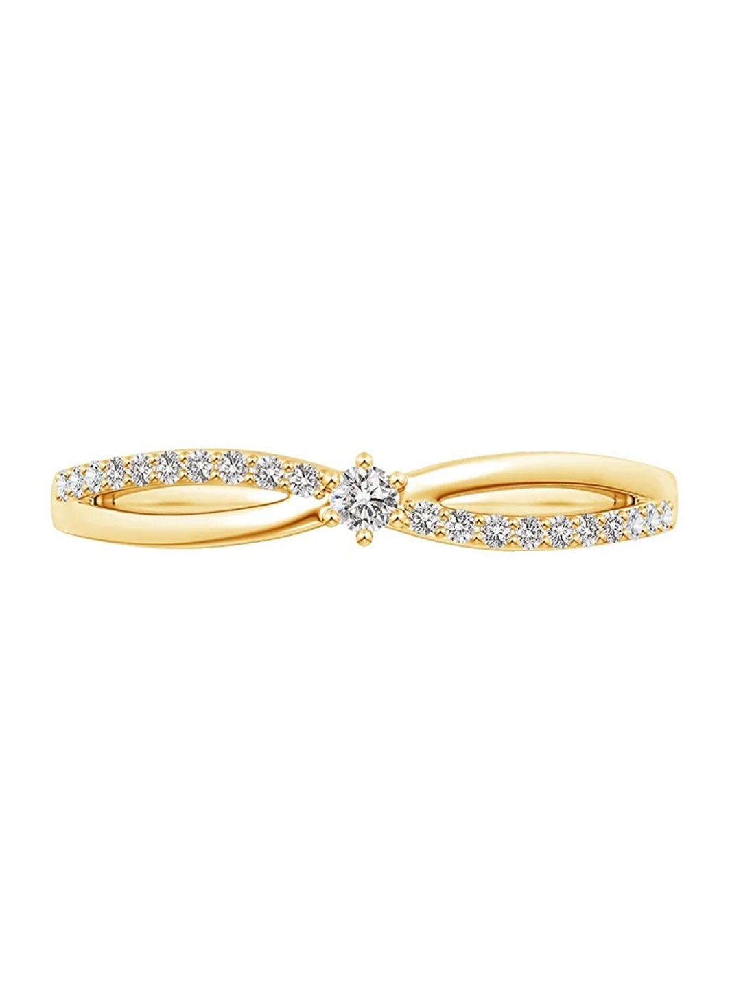 

Angara 18KT Yellow Gold Prong Set Round Natural Diamond Split Shank Promise Ring