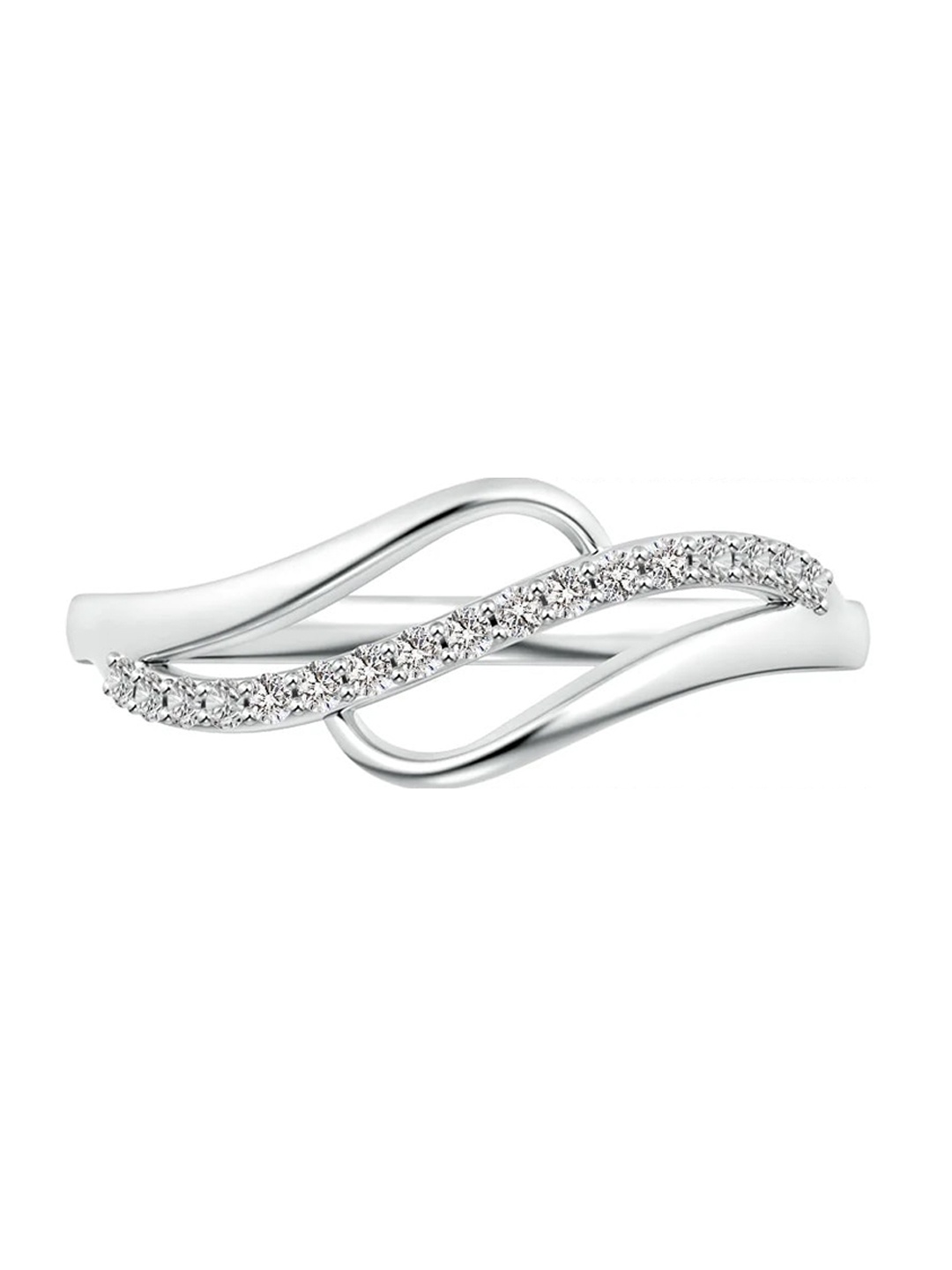 

Angara 18KT White Gold Natural Diamond Swirl Bypass Ring