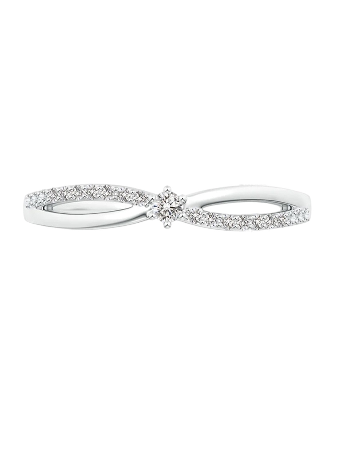 

Angara 18KT White Gold Prong Set Round Natural Diamond Split Shank Promise Ring