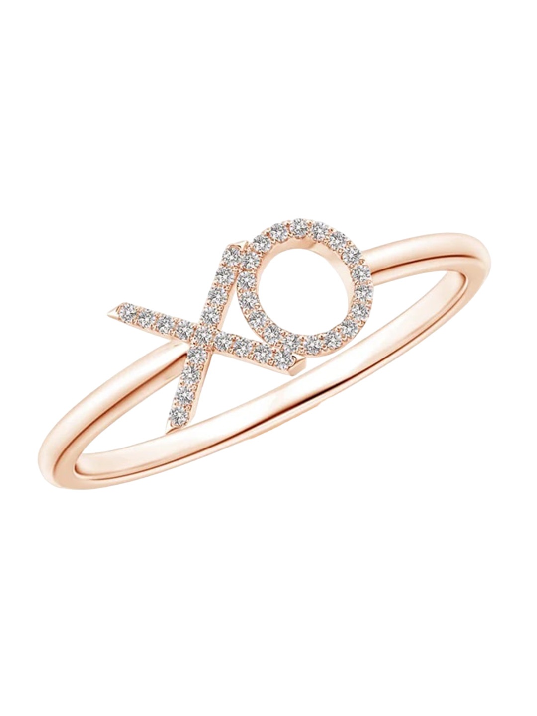 

Angara 18KT Rose Gold Pave-Set Natural Diamond XO Ring