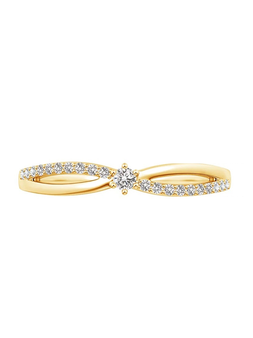 

Angara 14KT Yellow Gold Prong Set Round Natural Diamond Split Shank Promise Ring