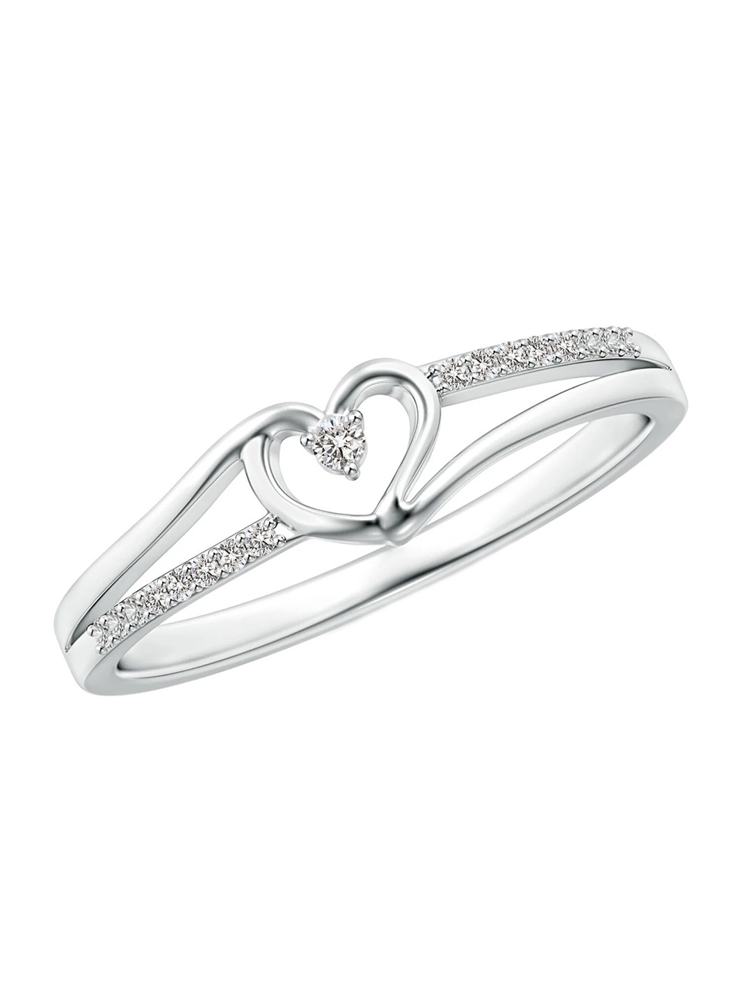 

Angara 18KT White Gold Round Natural Diamond Split Shank Heart Promise Ring