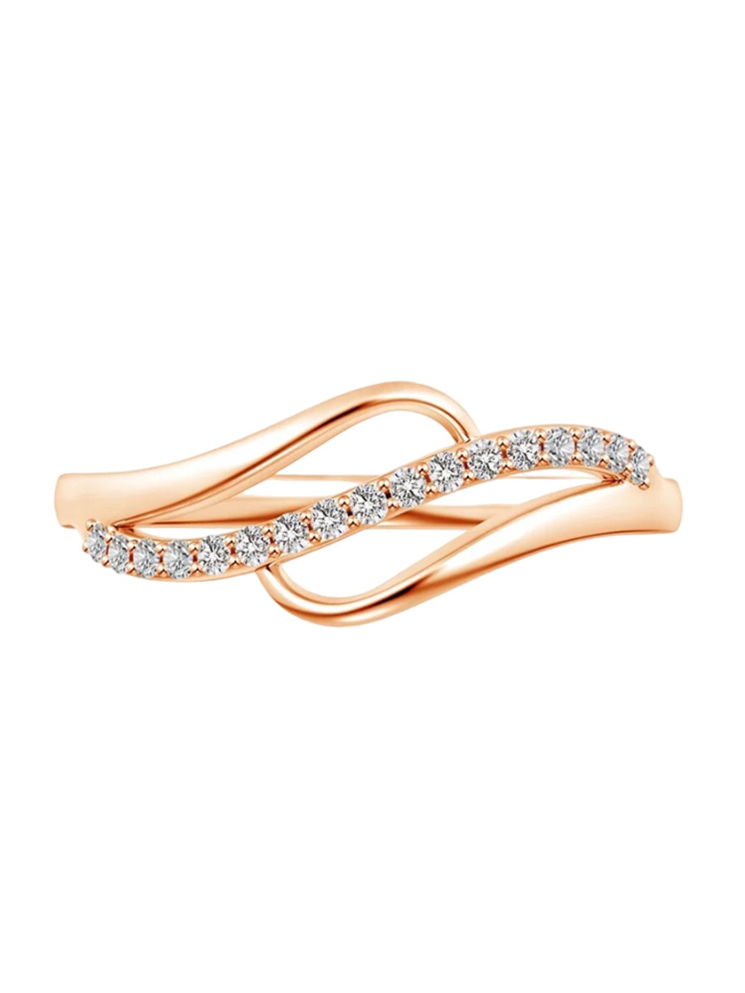 

Angara 14KT Rose Gold Natural Diamond Swirl Bypass Ring