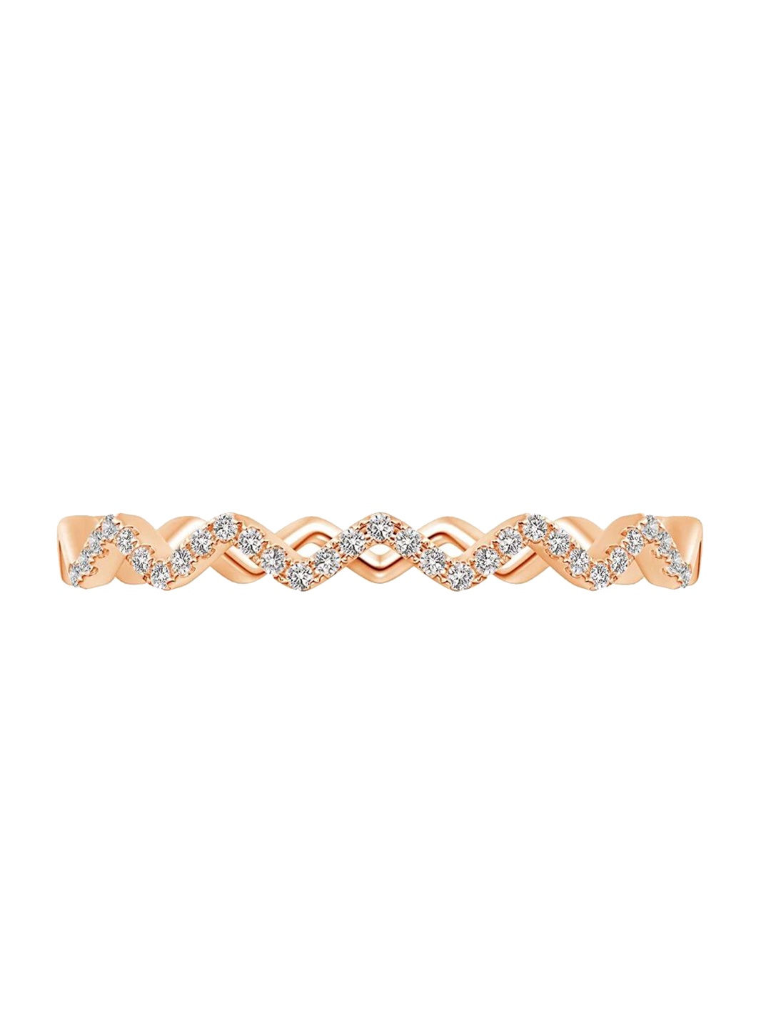 

Angara 14KT Rose Gold Classic Round Natural Diamond Zig Zag Ring