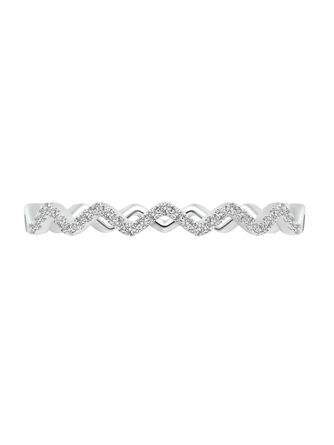 

Angara 14KT White Gold Classic Round Natural Diamond Zig Zag Ring